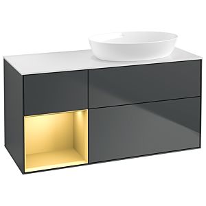 Villeroy und Boch Finion Waschtischunterschrank GA41HFHG 120cm, Abdeckplatte white matt, Emotion, Regale Gold matt lacquer, Midnight Blue Matt Lacquer
