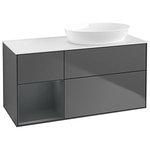 Villeroy und Boch Finion Waschtischunterschrank GA41HGGK 120cm, Abdeckplatte white matt, Emotion, Regale Midnight matt lacquer, Anthracite matt