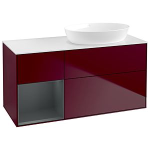 Villeroy et Boch Finion Villeroy et Boch GA41HGHB 120cm, plaque de recouvrement blanc mat, Emotion, étagères laqué mat Midnight, Peony Matt