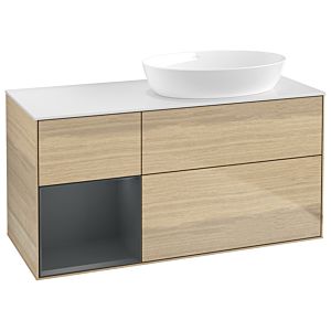 Villeroy et Boch Finion Villeroy et Boch GA41HGPC 120cm, plaque de recouvrement blanc mat, Emotion, étagères laqué mat Midnight, Oak Veneer