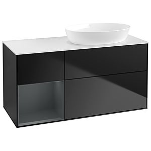 Villeroy und Boch Finion Waschtischunterschrank GA41HGPD 120cm, Abdeckplatte white matt, Emotion, Regale Midnight matt lacquer, Black matt lacquer