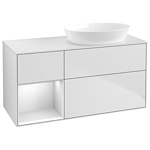 Villeroy et Boch Finion Villeroy et Boch GA41MTMT 120cm, plaque de recouvrement blanc mat, Emotion, étagères laqué blanc mat, laqué blanc mat