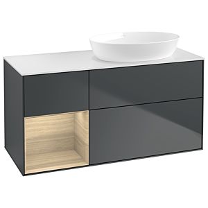 Villeroy et Boch Finion Villeroy et Boch GA41PCHG 120cm, plaque de recouvrement blanc mat, Emotion, étagères Oak Veneer , Midnight Blue Matt Lacquer