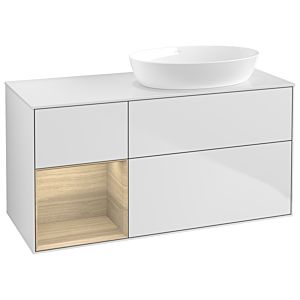 Villeroy und Boch Finion Waschtischunterschrank GA41PCMT 120cm, Abdeckplatte white matt, Emotion, Regale Oak Veneer, White matt lacquer