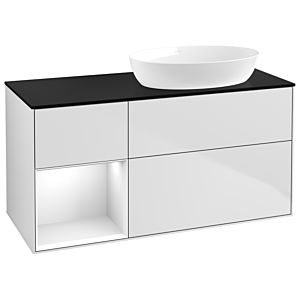 Villeroy and Boch Finion Villeroy and Boch Finion GA42GFMT 120cm, cover plate black matt, Emotion, shelves Glossy white lacquer, white matt lacquer