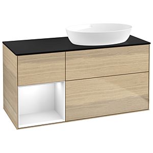 Villeroy and Boch Finion Villeroy and Boch Finion GA42GFPC 120cm, cover plate black matt, Emotion, shelves Glossy white lacquer, Oak Veneer