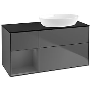 Villeroy und Boch Finion Waschtischunterschrank GA42GKGK 120cm, Abdeckplatte black matt, Emotion, Regale Anthracite matt lacquer, Anthracite matt
