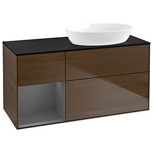 Villeroy and Boch Finion Villeroy and Boch Finion GA42GKGN 120cm, cover plate black matt, Emotion, shelves anthracite matt lacquer, walnut veneer