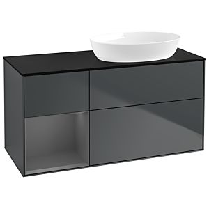 Villeroy et Boch Finion Villeroy et Boch GA42GKHG 120cm, plaque de recouvrement noir mat, Emotion, étagères Laque anthracite mat, Midnight Blue Matt Lacquer