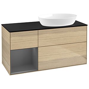 Villeroy and Boch Finion Villeroy and Boch Finion GA42GKPC 120cm, cover plate black matt, Emotion, shelves anthracite matt lacquer, Oak Veneer