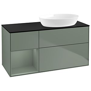 Villeroy and Boch Finion Villeroy and Boch Finion GA42GMGM 120cm, cover plate black matt, Emotion, shelves olive matt lacquer, Olive Matt Lacquer
