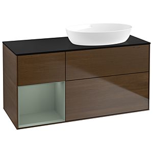 Villeroy and Boch Finion Villeroy and Boch Finion GA42GMGN 120cm, cover plate black matt, Emotion, shelves olive matt lacquer, walnut veneer