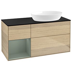 Villeroy and Boch Finion Villeroy and Boch Finion GA42GMPC 120cm, cover plate black matt, Emotion, shelves olive matt lacquer, Oak Veneer