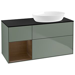 Villeroy and Boch Finion Villeroy and Boch Finion GA42GNGM 120cm, cover plate black matt, Emotion, shelves Walnut Veneer , Olive Matt Lacquer