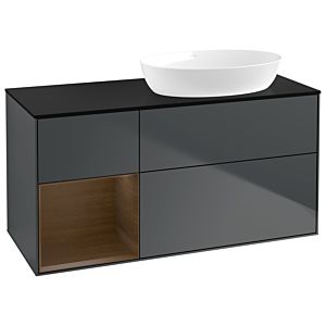 Villeroy and Boch Finion Villeroy and Boch Finion GA42GNHG 120cm, cover plate black matt, Emotion, shelves Walnut Veneer , Midnight Blue Matt Lacquer
