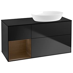 Villeroy and Boch Finion Villeroy and Boch Finion GA42GNPD 120cm, cover plate black matt, Emotion, shelves Walnut Veneer , black matt lacquer