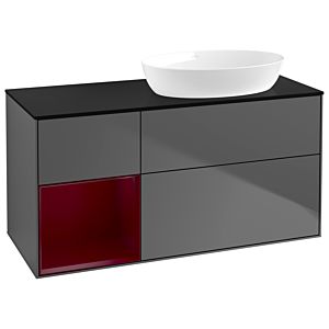 Villeroy and Boch Finion Villeroy and Boch Finion GA42HBGK 120cm, cover plate black matt, Emotion, shelves Peony matt lacquer, anthracite matt