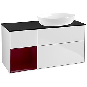 Villeroy and Boch Finion Villeroy and Boch Finion GA42HBMT 120cm, cover plate black matt, Emotion, shelves Peony matt lacquer, white matt lacquer