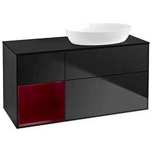 Villeroy und Boch Finion Waschtischunterschrank GA42HBPD 120cm, Abdeckplatte black matt, Emotion, Regale Peony matt lacquer, Black matt lacquer