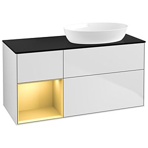 Villeroy and Boch Finion Villeroy and Boch Finion GA42HFMT 120cm, cover plate black matt, Emotion, shelves gold matt lacquer, white matt lacquer