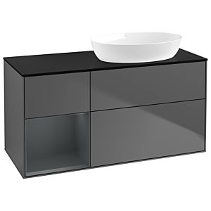 Villeroy und Boch Finion Waschtischunterschrank GA42HGGK 120cm, Abdeckplatte black matt, Emotion, Regale Midnight matt lacquer, Anthracite matt
