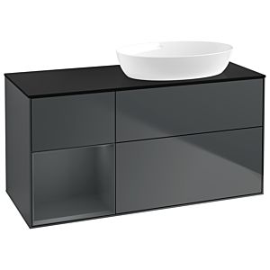 Villeroy et Boch Finion Villeroy et Boch GA42HGHG 120cm, plaque de recouvrement noire mate, Emotion, étagères laqué mat Midnight, Midnight Blue Matt Lacquer