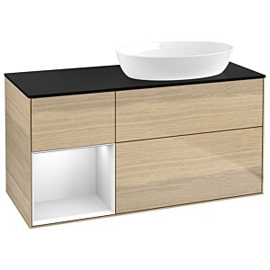 Villeroy and Boch Finion Villeroy and Boch Finion GA42MTPC 120cm, cover plate black matt, Emotion, shelves white matt lacquer, Oak Veneer