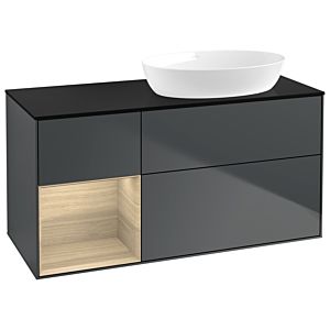 Villeroy et Boch Finion Villeroy et Boch GA42PCHG 120cm, plaque de recouvrement noir mat, Emotion, étagères Oak Veneer , Midnight Blue Matt Lacquer