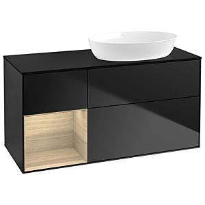 Villeroy und Boch Finion Waschtischunterschrank GA42PCPD 120cm, Abdeckplatte black matt, Emotion, Regale Oak Veneer, Black matt lacquer