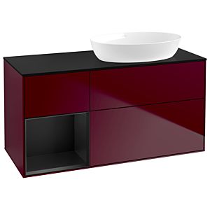 Villeroy und Boch Finion Waschtischunterschrank GA42PDHB 120cm, Abdeckplatte black matt, Emotion, Regale Black matt lacquer, Peony Matt