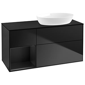 Villeroy et Boch Finion Villeroy et Boch GA42PDPD 120cm, plaque de recouvrement noir mat, Emotion, étagères Laque noire mate, Laque noire mate