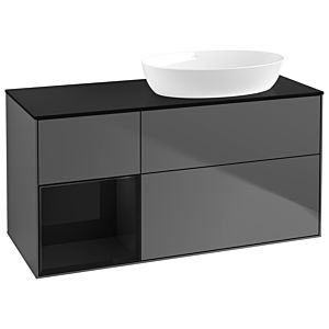 Villeroy and Boch Finion Villeroy and Boch Finion GA42PHGK 120cm, cover plate black matt, Emotion, shelves Glossy black lacquer, anthracite matt