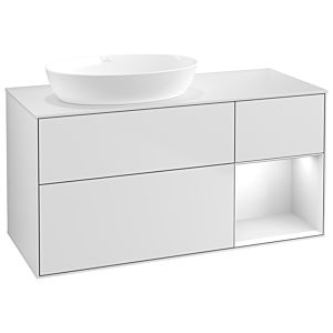Villeroy und Boch Finion Waschtischunterschrank GA51GFMT 120cm, Abdeckplatte white matt, Emotion, Regale Glossy white lacquer, White matt lacquer