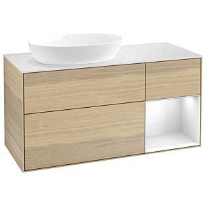 Villeroy and Boch Finion Villeroy and Boch Finion GA51GFPC 120cm, cover plate white matt, Emotion, shelves Glossy white lacquer, Oak Veneer