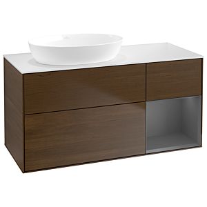 Villeroy and Boch Finion Villeroy and Boch Finion GA51GKGN 120cm, cover plate white matt, Emotion, shelves anthracite matt lacquer, walnut veneer