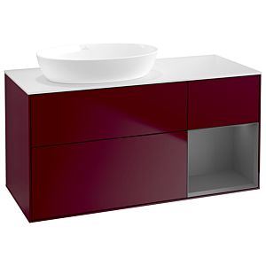 Villeroy et Boch Finion Villeroy et Boch GA51GKHB 120cm, plaque de recouvrement blanc mat, Emotion, étagères laqué mat anthracite, Peony Matt