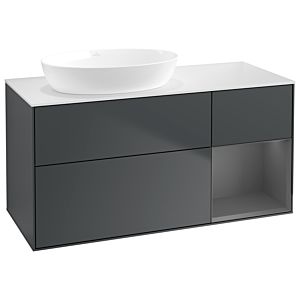 Villeroy et Boch Finion Villeroy et Boch GA51GKHG 120cm, plaque de recouvrement blanc mat, Emotion, étagères laqué anthracite mat, Midnight Blue Matt Lacquer