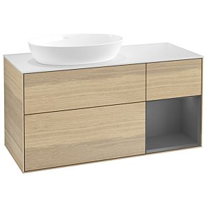 Villeroy und Boch Finion Waschtischunterschrank GA51GKPC 120cm, Abdeckplatte white matt, Emotion, Regale Anthracite matt lacquer, Oak Veneer