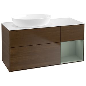 Villeroy and Boch Finion Villeroy and Boch Finion GA51GMGN 120cm, cover plate white matt, Emotion, shelves olive matt lacquer, walnut veneer