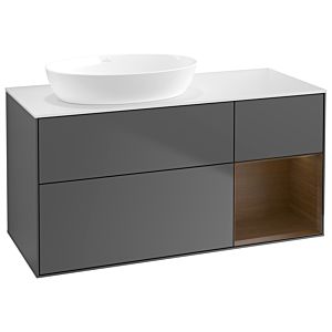 Villeroy und Boch Finion Waschtischunterschrank GA51GNGK 120cm, Abdeckplatte white matt, Emotion, Regale Walnut Veneer, Anthracite matt