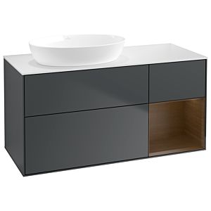 Villeroy und Boch Finion Waschtischunterschrank GA51GNHG 120cm, Abdeckplatte white matt, Emotion, Regale Walnut Veneer, Midnight Blue Matt Lacquer