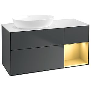 Villeroy und Boch Finion Waschtischunterschrank GA51HFHG 120cm, Abdeckplatte white matt, Emotion, Regale Gold matt lacquer, Midnight Blue Matt Lacquer