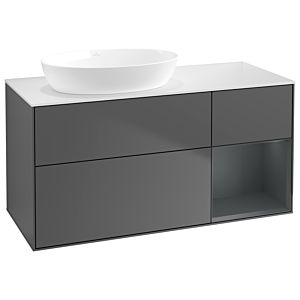 Villeroy und Boch Finion Waschtischunterschrank GA51HGGK 120cm, Abdeckplatte white matt, Emotion, Regale Midnight matt lacquer, Anthracite matt