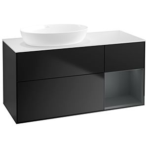 Villeroy et Boch Finion Villeroy et Boch GA51HGPD 120cm, plaque de recouvrement blanc mat, Emotion, étagères Laque mate minuit, Laque noire mate