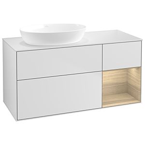 Villeroy und Boch Finion Waschtischunterschrank GA51PCMT 120cm, Abdeckplatte white matt, Emotion, Regale Oak Veneer, White matt lacquer