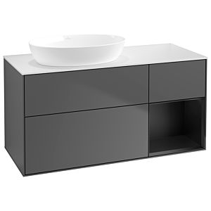 Villeroy and Boch Finion Villeroy and Boch Finion GA51PDGK 120cm, cover plate white matt, Emotion, shelves black matt lacquer, anthracite matt