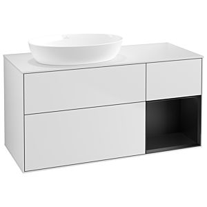 Villeroy und Boch Finion Waschtischunterschrank GA51PDMT 120cm, Abdeckplatte white matt, Emotion, Regale Black matt lacquer, White matt lacquer
