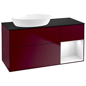 Villeroy et Boch Finion Villeroy et Boch GA52GFHB 120cm, plaque de recouvrement noir mat, Emotion, étagères Laque blanche brillante, Peony Matt