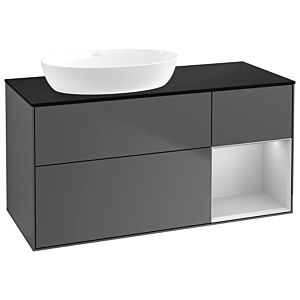Villeroy and Boch Finion Villeroy and Boch Finion GA52GJGK 120cm, cover plate black matt, Emotion, shelves light gray matt lacquer, anthracite matt