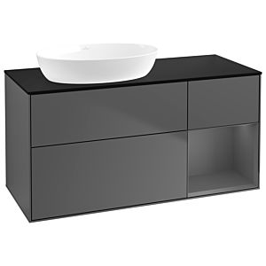 Villeroy und Boch Finion Waschtischunterschrank GA52GKGK 120cm, Abdeckplatte black matt, Emotion, Regale Anthracite matt lacquer, Anthracite matt